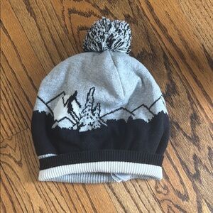 Janie and Jack Gray and Black Mountain Pom-Pom Beanie